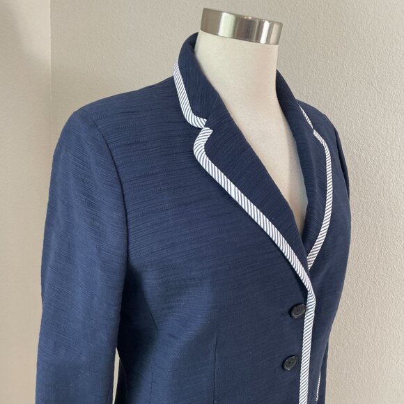 NEW 346 Brooks Brothers Womens 12 Navy Blazer Cotton Jacket Nautical Preppy - Picture 2 of 14